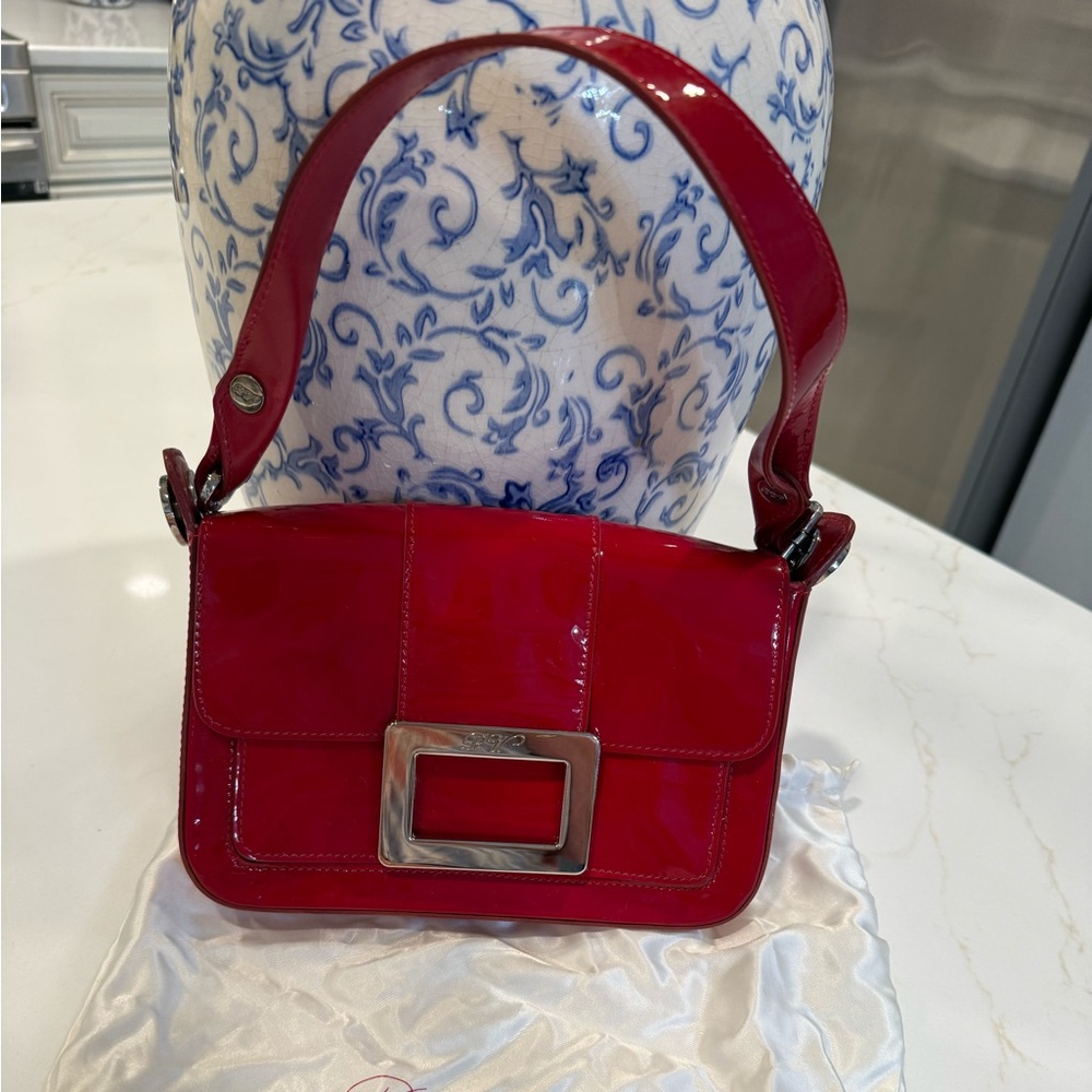 Roger Vivier Cherry Red Patent Shoulder Bag